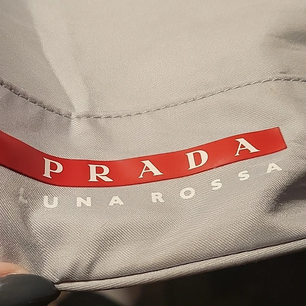 Prada Luna Rossa Gray Duffel Bag with Red Accent